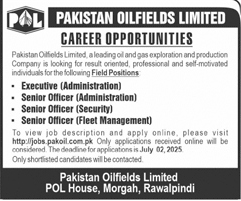 Administration Jobs in Pakistan Oilfields Limited Rawalpindi